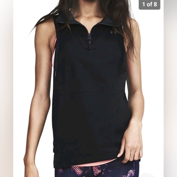 Under Armor New Media Woven Vest 1/4 Zip Kangaroo Pocket Mesh Woven Back Size XS - Picture 1 of 16